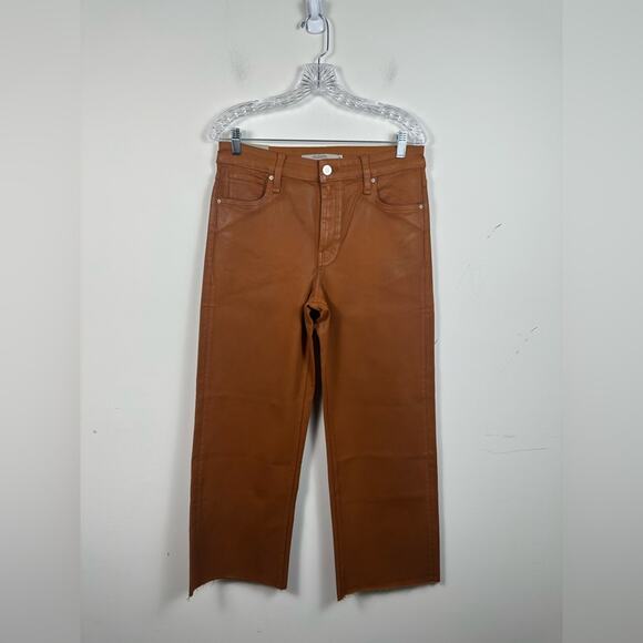 NWT Hudson Rosie High-Rise Wide Leg Ankle Jean Coated Denim Caramel Cafe Size 30 - Picture 1 of 8